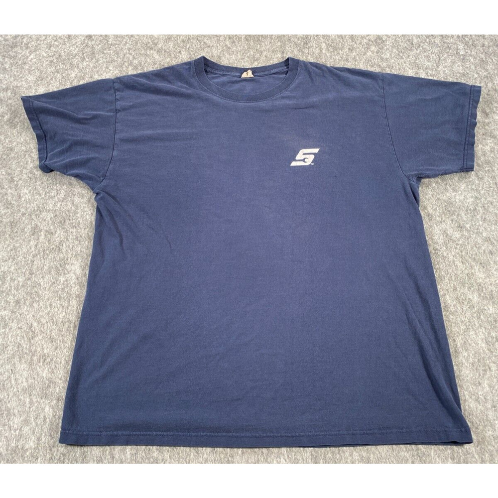 Vtg Jerzees Snap On T-Shirt Mens Blue Cotton Short Sleeve Crew Neck Measured*